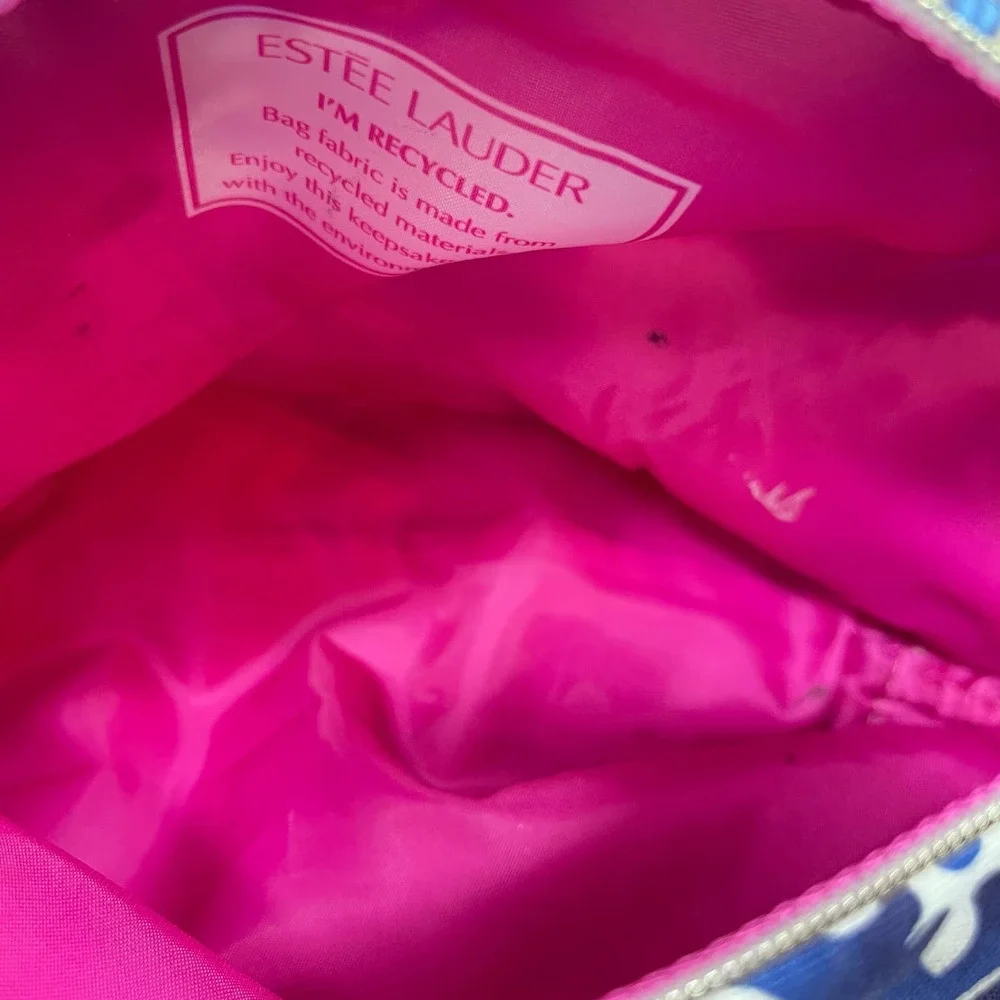 Estée Lauder Make up bag Navy Blue White Pink‎ Cosmetic Bag